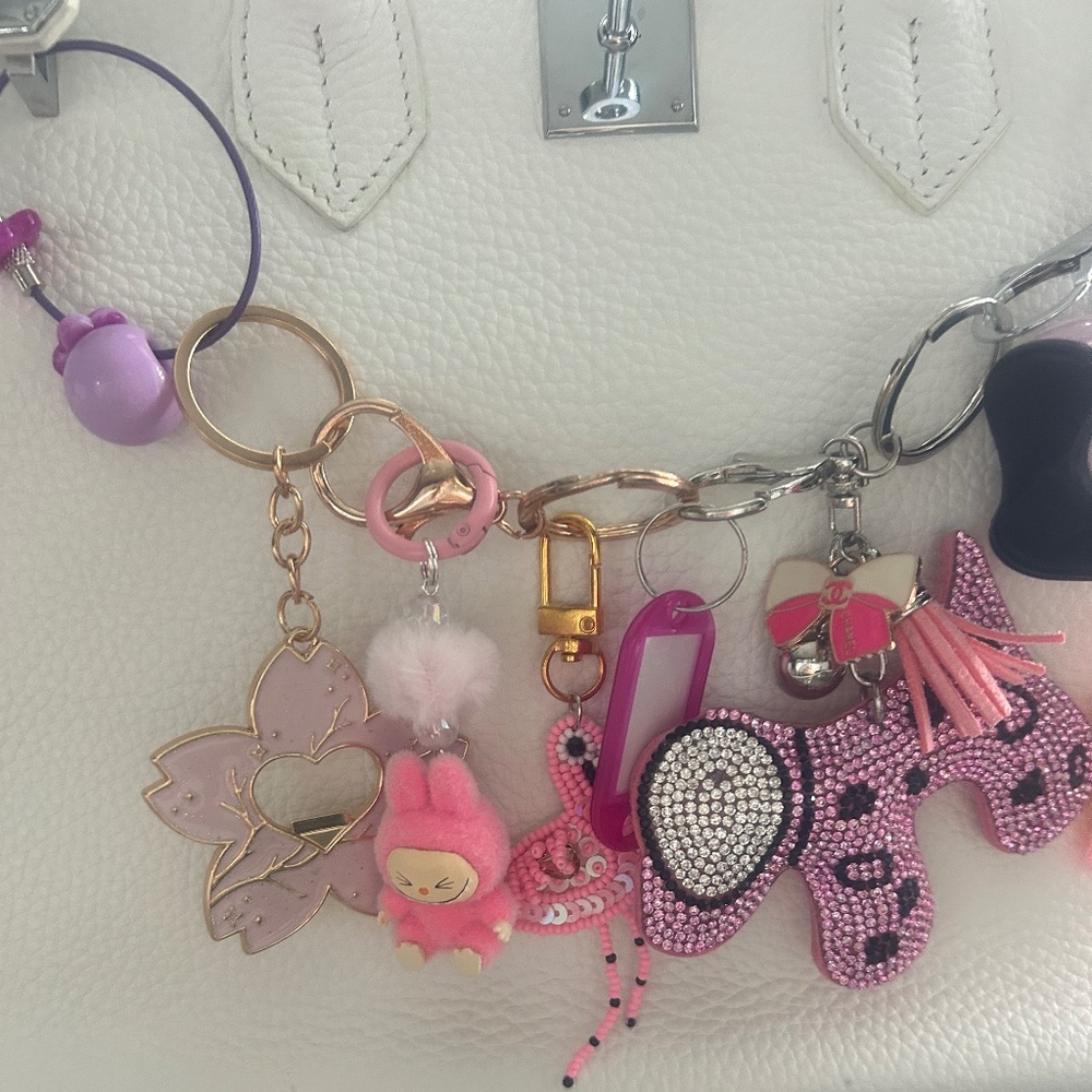 Mini Monster pop mart Labubu pink charms purse decor